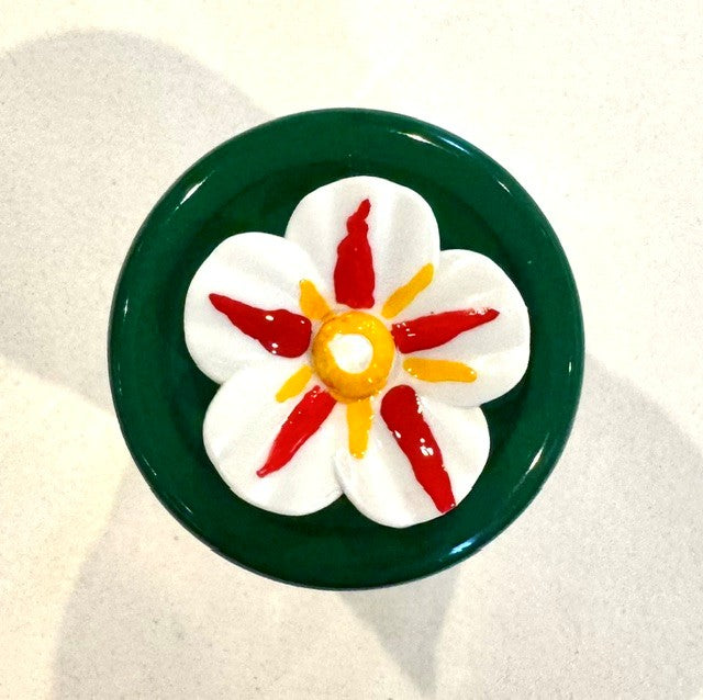 Hand-held Hummingbird Feeder-White, Red & Yellow Flower