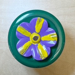 Hand-held Hummingbird Feeder - Green Top, Purple & Yellow Flower
