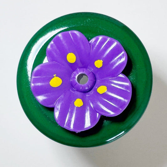 Hand-held Hummingbird Feeder - Green Base, Purple & Yellow Accents